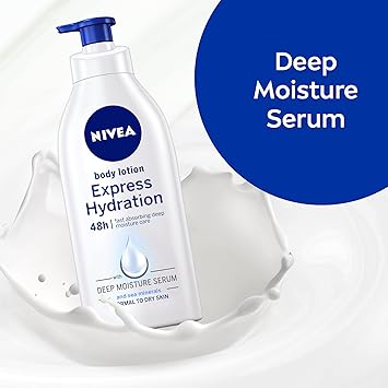  NIVEA Express Hydration Body Lotion, Fast Absorbing Moisturiser for Dry Skin Made with Deep Moisture Serum and Sea Minerals, Smooth Skin Body Lotion, 400 ml (Pack of 1) 